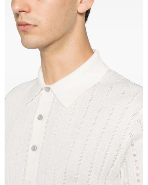 Tom Ford White Polo En Maille Nervurée À Manches Courtes for men