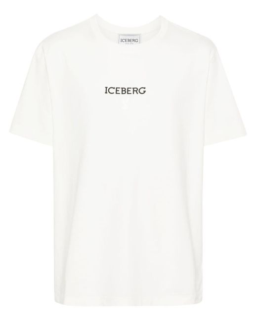 Iceberg White Logo-print Stretch-cotton T-shirt for men