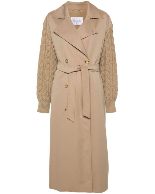 Max Mara Natural Wasserabweisender Gabardine-Trenchcoat