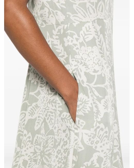 Marc O' Polo White Floral-Print Sleeveless Midi Dress