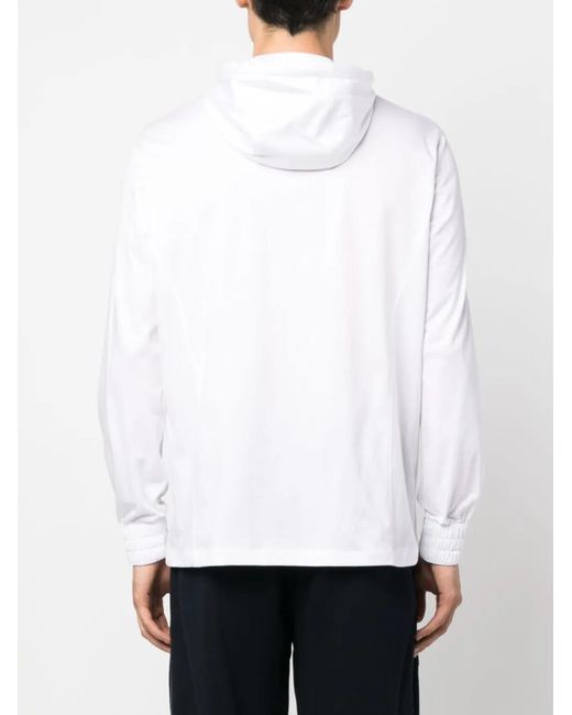 Kiton White Zip-Up Cotton Drawstring Hoodie for men