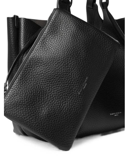 Gianni Chiarini Black Large Dua Leather Shoulder Bag