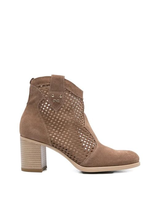 Nero Giardini Brown Perforated Leather Boots