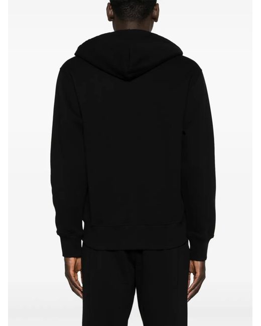 Versace Jeans Couture Black Logo-Embroidered Zip-Up Hoodie for men