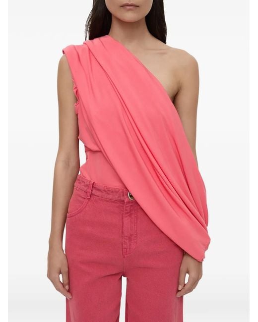 Christopher Esber Red Front-Botton Wide-Leg Jeans
