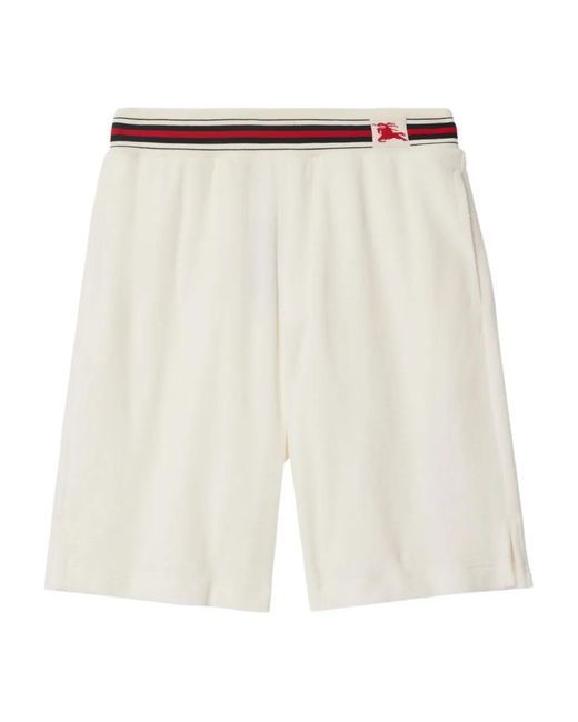 Burberry Natural Cotton-Blend Towelling Logo Shorts for men