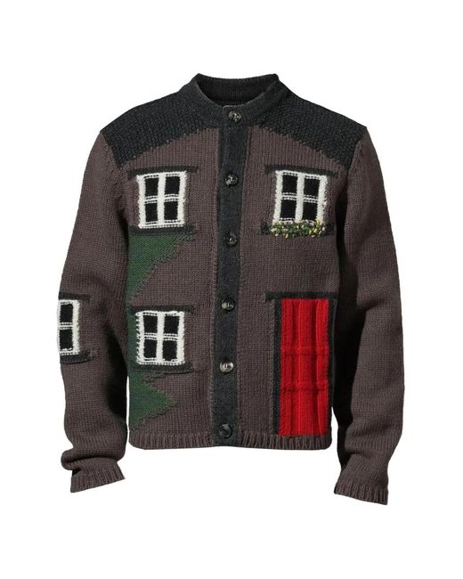 J.W. Anderson Black Intarsia-Knit Cardigan for men