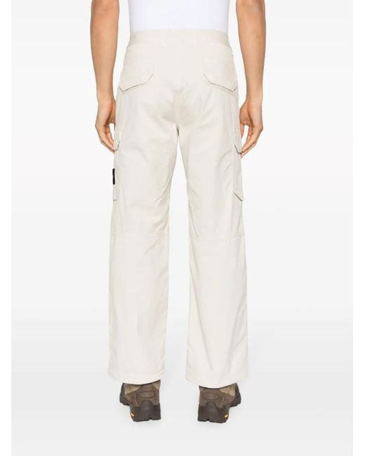 Stone Island White Compass-Patch Cargo Trousers for men