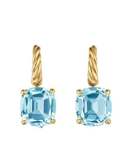 David Yurman Blue 18Kt Marbella Topaz Drop Earrings