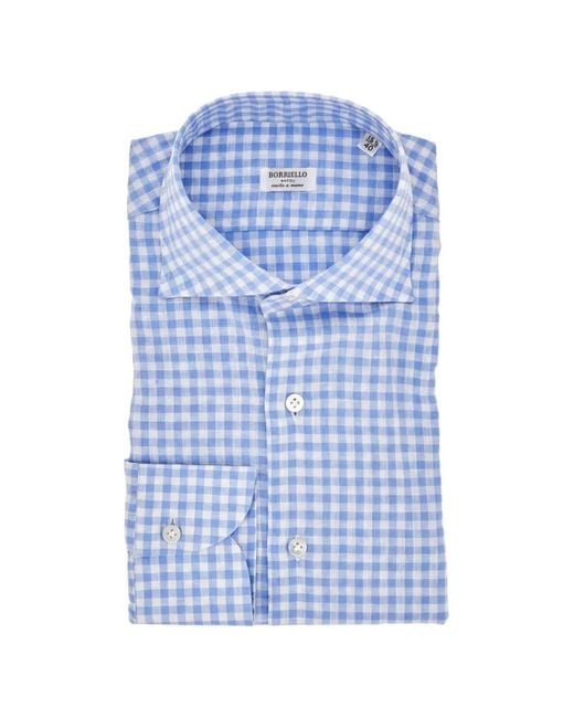 Borriello Blue Gingham-Check Shirt for men