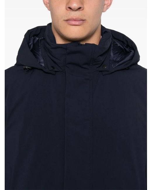 Woolrich Blue Padded Jacket With Detachable Hood for men