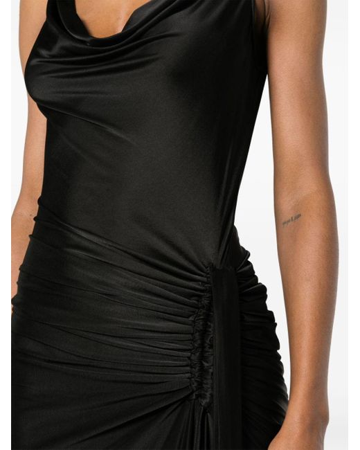 Rabanne Black Gathered Sleeveless Maxi Dress