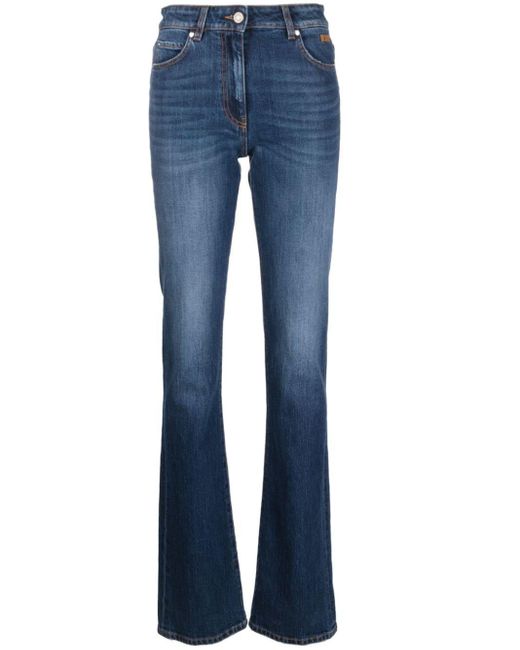MSGM Blue Bootcut-Jeans mit hohem Bund