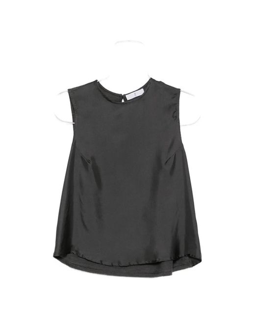 Whyci Black Satin-Finish Sleeveless Top
