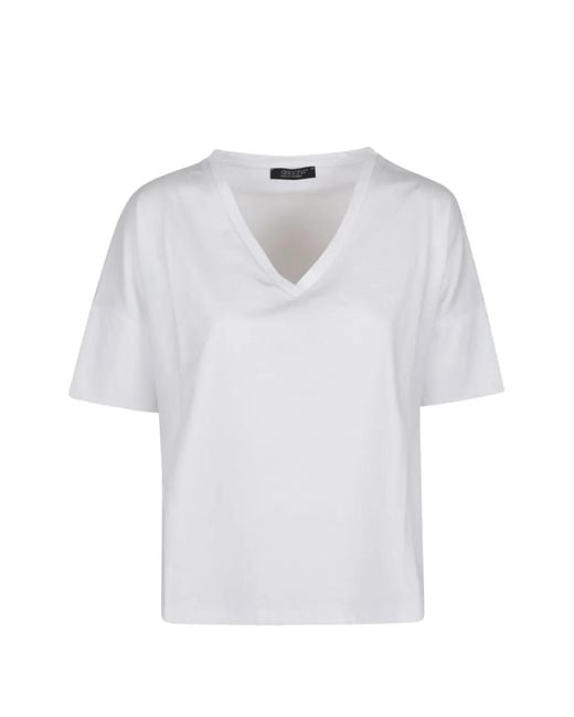 Aragona White T-Shirt mit V-Ausschnitt