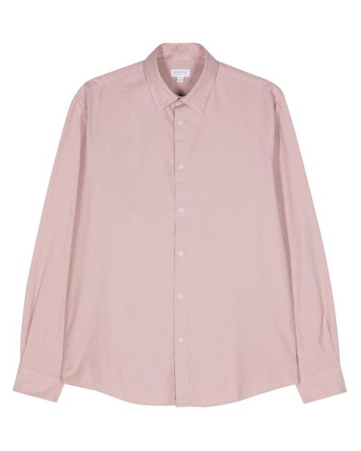 Sunspel Pink Tonal Stitching Cotton Shirt for men
