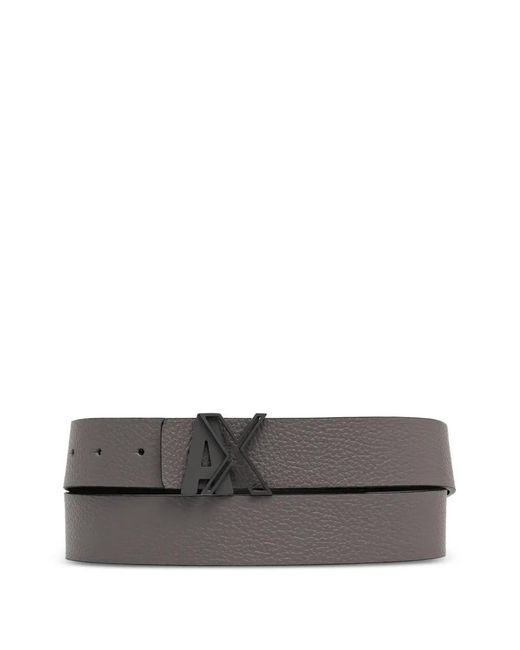 ARMANI EXCHANGE Gray Logo-Buckle Belt for men