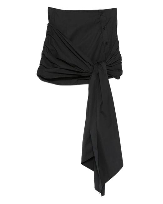 The Attico Black Knot Button Mini Skirt