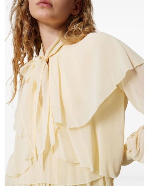 Twinset Blouse Met Fladderdesign in het Natural