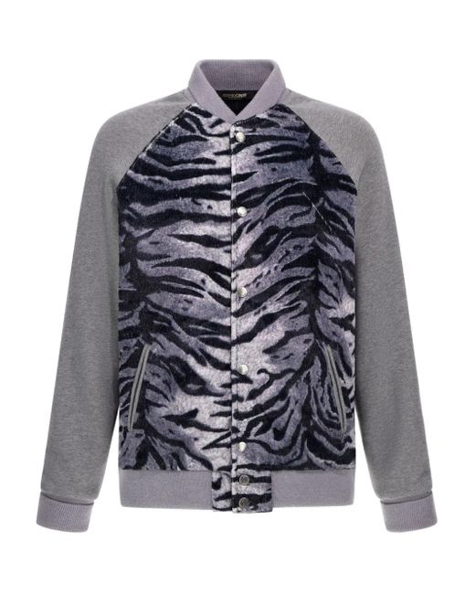 Roberto Cavalli Men's Gray Zebra-Print Sweatshirt