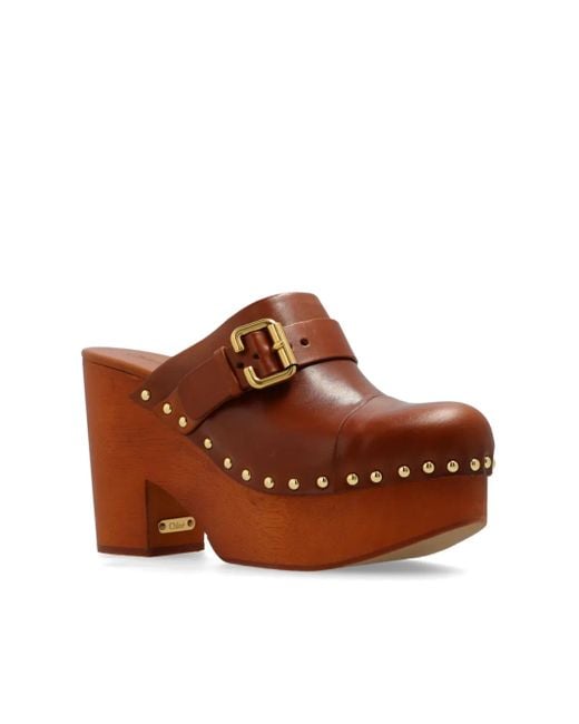 Chloé Brown Jeannette Wedge Clog