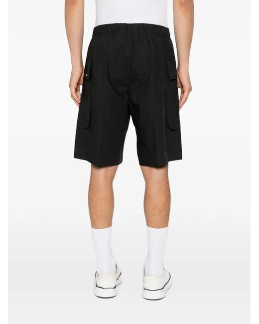 Rhun Black Button-Fastening Cargo Shorts for men