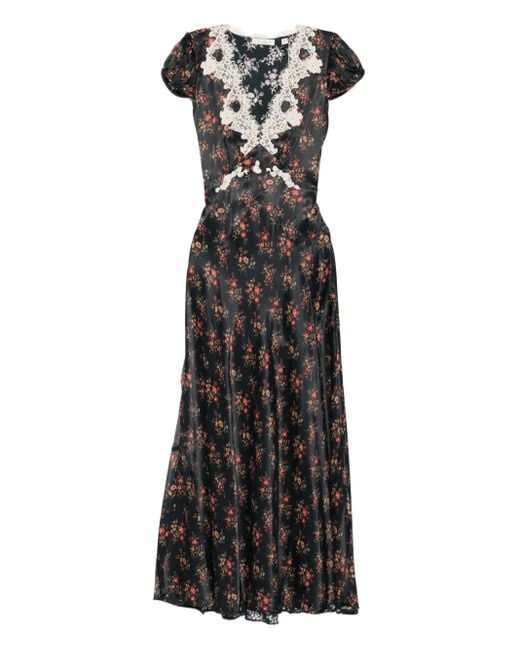 Doen Coraline Lace Flower Midi Dress in Black | Lyst Doen Coraline Lace Flower Midi Dress in Black | Lyst