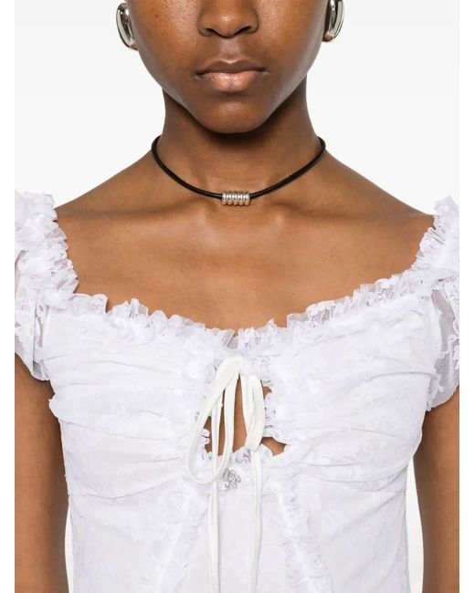 Aniye By White Ruffled Lace-Overlay Mini Dress