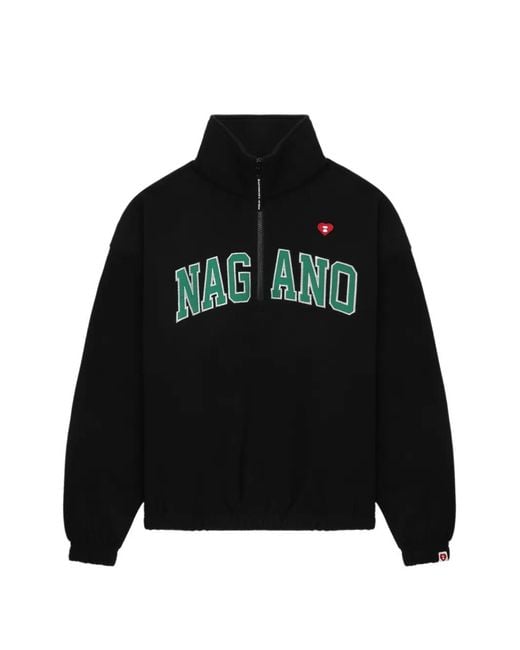 A Bathing Ape Black Quarter-Zip Letter Sweater