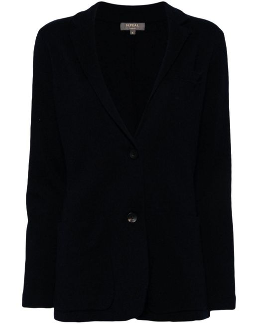 N.Peal Cashmere Single-breasted Fine-knit Blazer Black