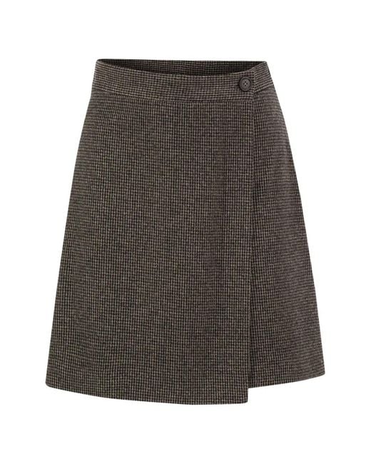 Weekend by Maxmara Gray Houndstooth Wrap-Effect Skort