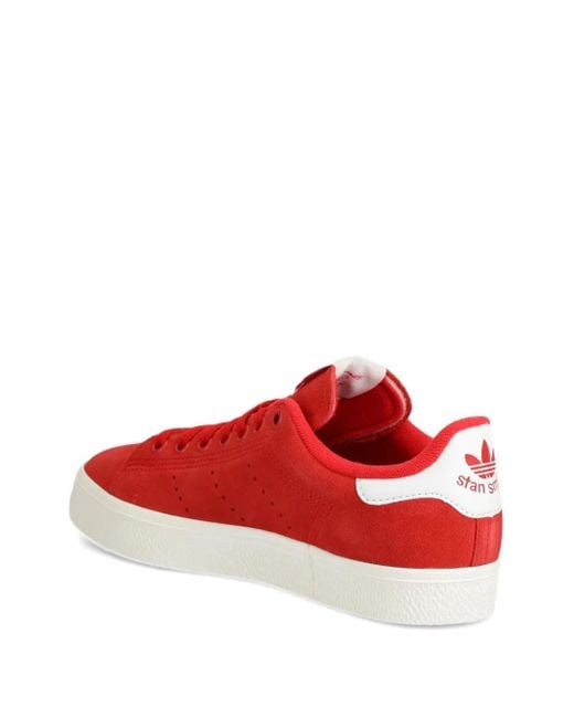 Adidas Red Stan Smith Leather Sneakers