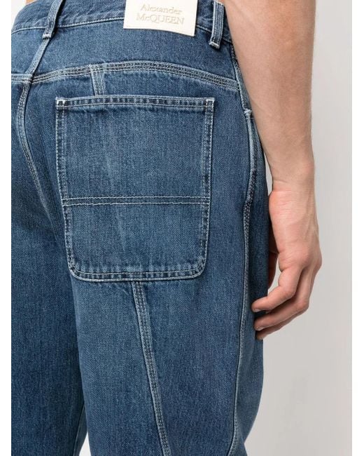 McQueen Blue Loose Cotton Jeans for men