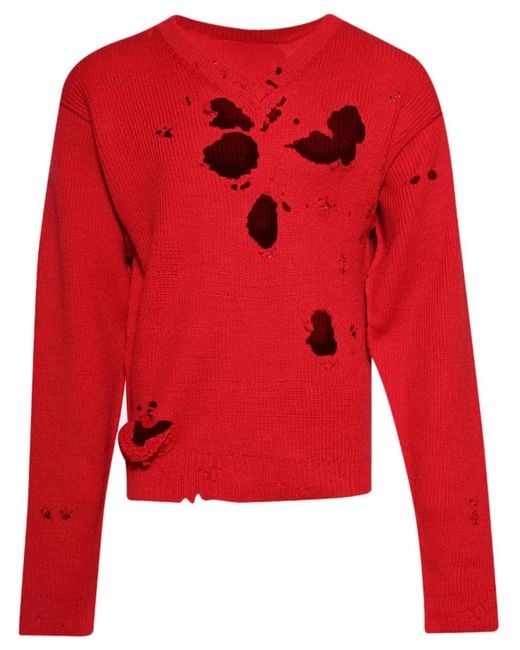 Vetements Red Destroyed Jumper for men