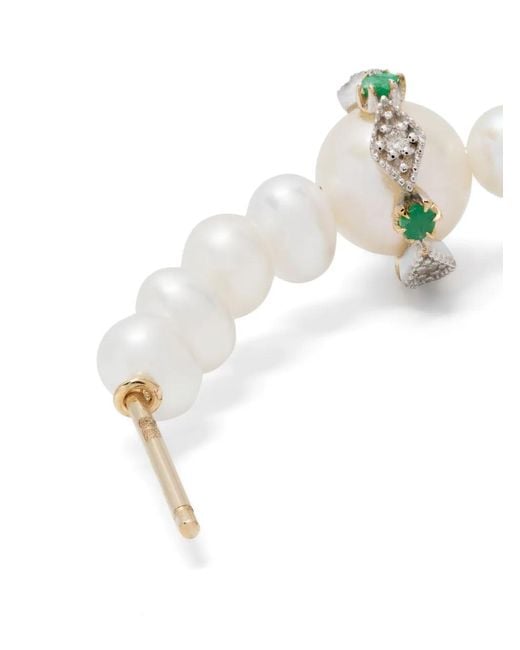Pascale Monvoisin White 9Kt- Chelsea N°1 Pearl And Diamond Hoop Earring
