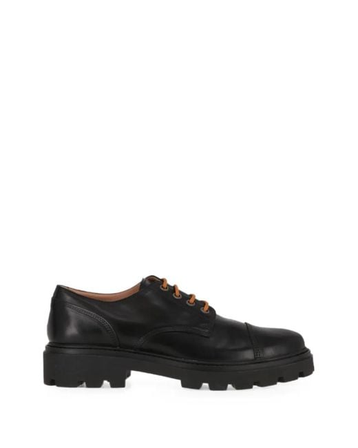 Tod's Black Lug-Sole Cap-Toe Derby Shoes for men