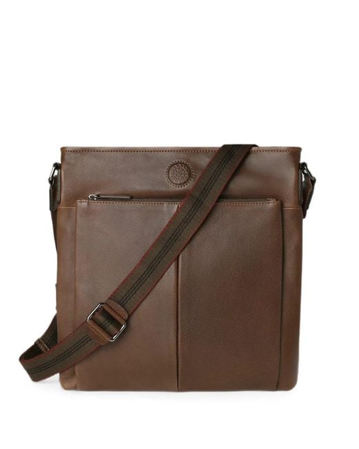 Osprey Brown Compass Leather Messenger Bag for men