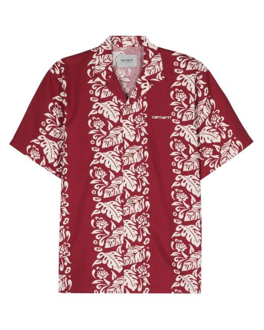 Carhartt Red Floral-print Short-sleeve Shirt for men