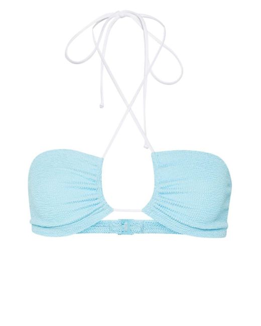 Mc2 Saint Barth Blue Dahlia Halterneck Bikini Top