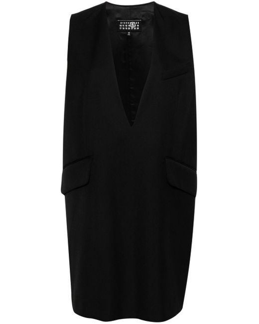 MM6 by Maison Martin Margiela Black Single-stitch-logo Twill Mini Dress