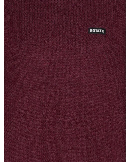 ROTATE BIRGER CHRISTENSEN Purple Ballonärmel-Strick Mit Logo-Patch