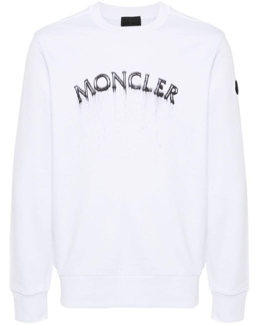 Moncler White Logo-print Cotton Sweatshirt for men