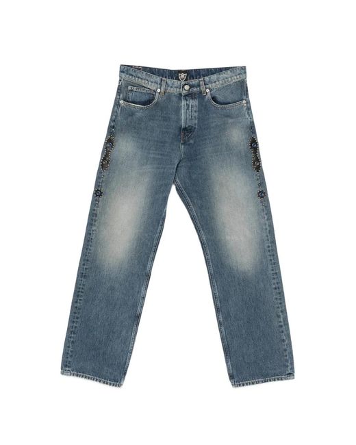 HTC Blue Stud-Embellishment Jeans for men