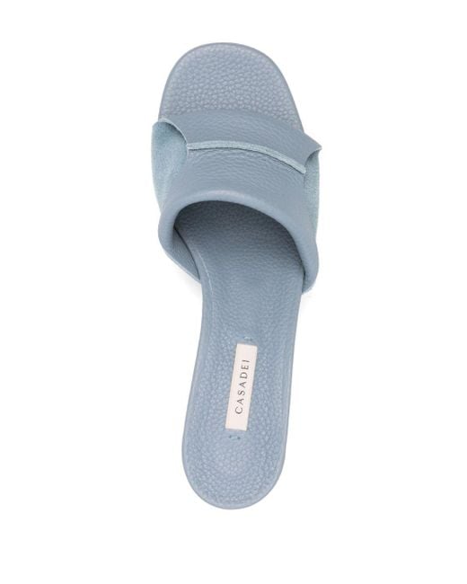Casadei Blue Parma Cleo 70mm Leather Mules
