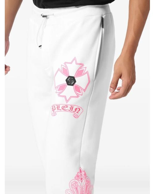 Philipp Plein Puffy Chrome Crest Trainingsbroek in het White voor heren