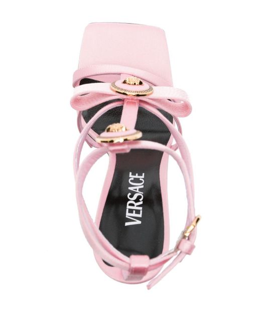 Versace Pink Sandals With Gianni Ribbon Bows