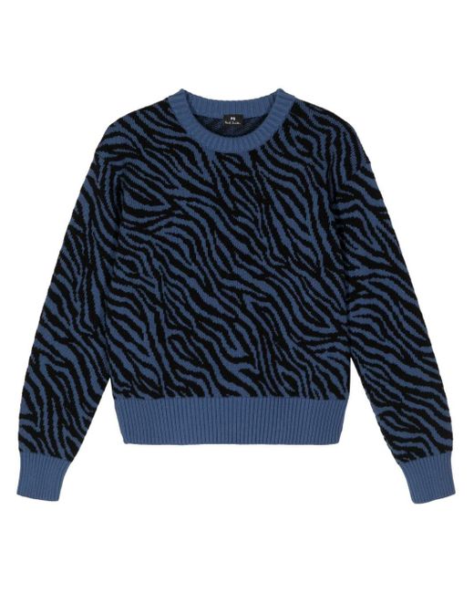 PS by Paul Smith Blue Animal-print Knitted Jumper