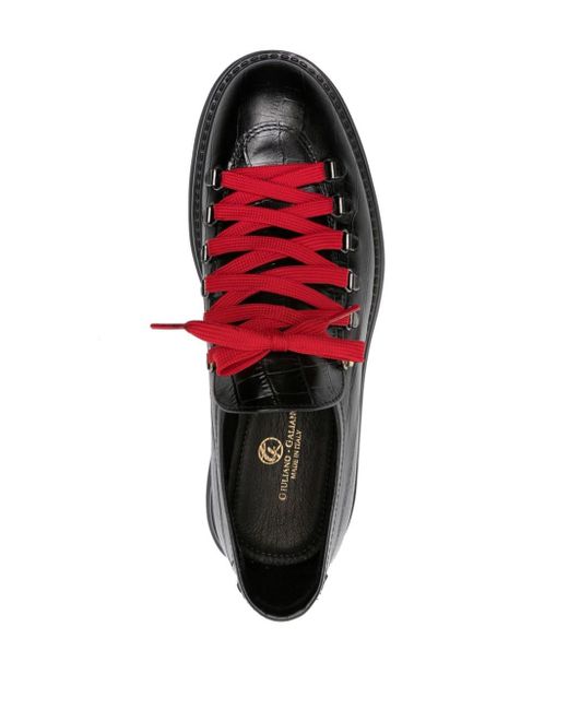 Giuliano Galiano Red Embossed-crocodile Leather Derby Shoes for men