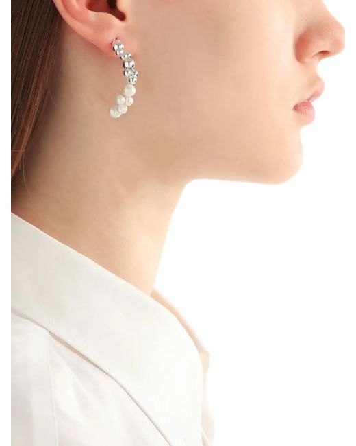 Completedworks White Pearl-Embellished Drop Earrings