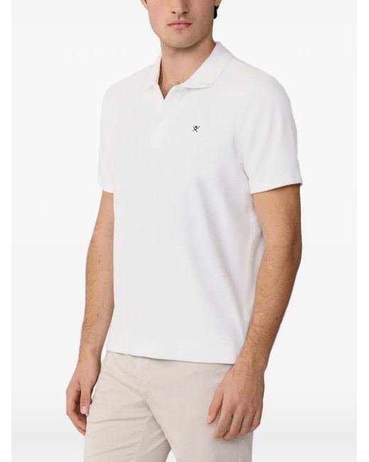 Hackett White Towelling Short-Sleeve Polo Shirt for men